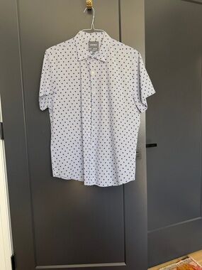Bonobos White Short Sleeve Button-Down with Navy Dot Print